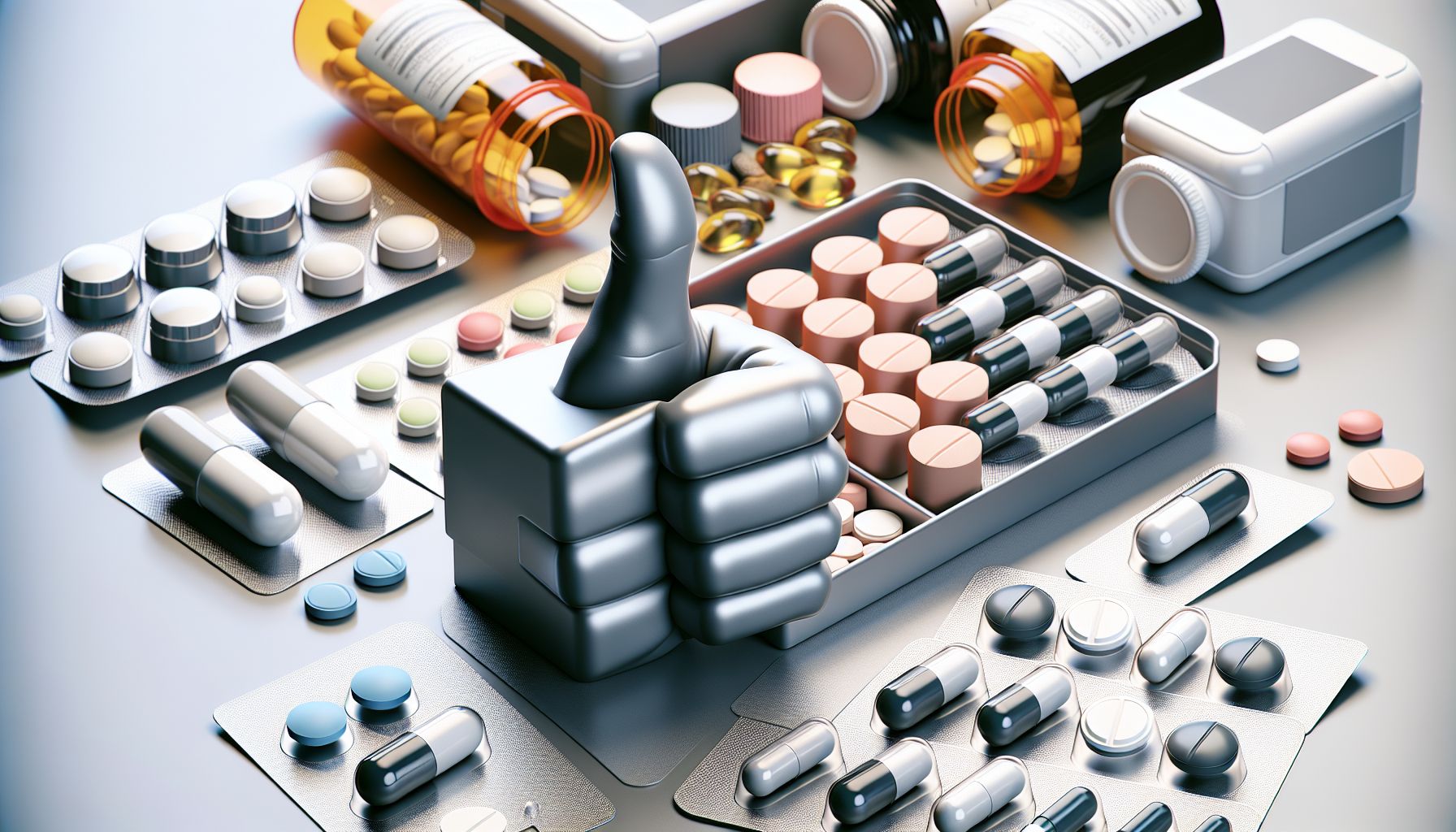 Close-up image of a selection of pills and tablets commonly prescribed for improving erections, displayed on a white table with a glass of water in the background.